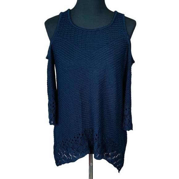 Lauren Conrad Sweater Cold Shoulder Bell Sleeve M - Picture 1 of 5